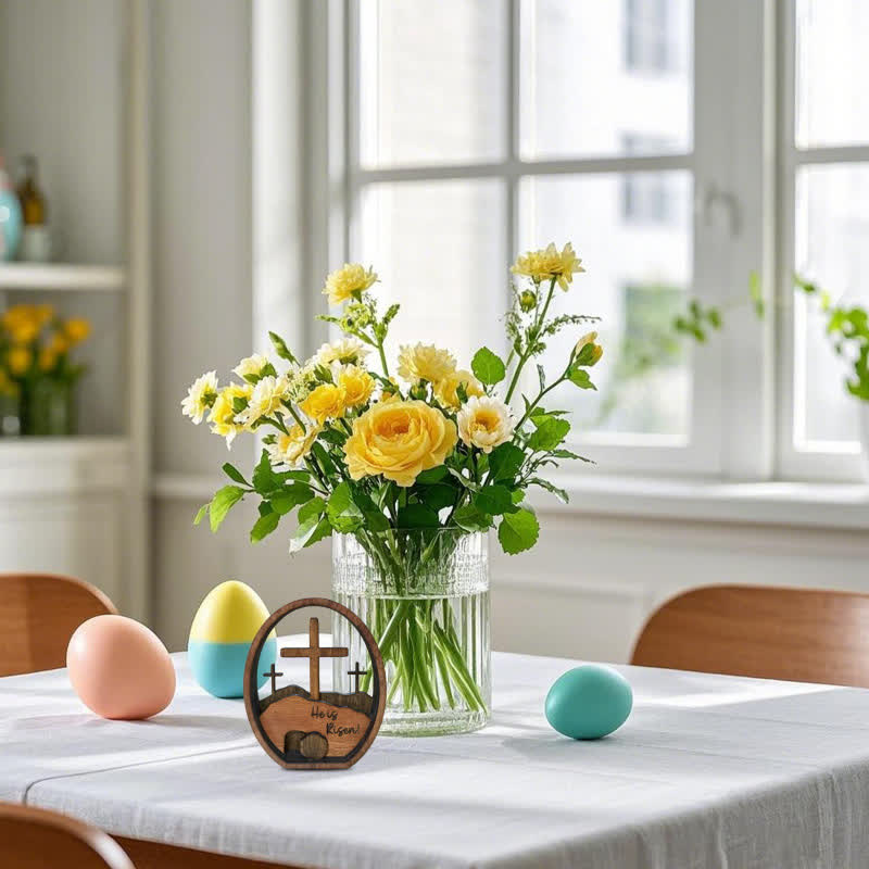 Decorazione per uova di Pasqua in legno a forma di tomba vuota - image 3