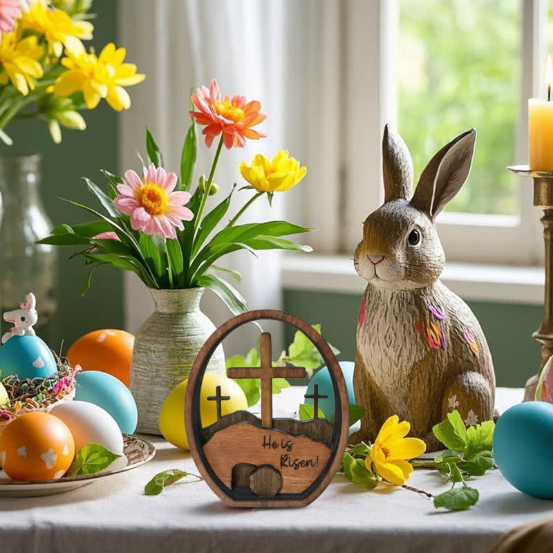 Decorazione per uova di Pasqua in legno a forma di tomba vuota - image 1