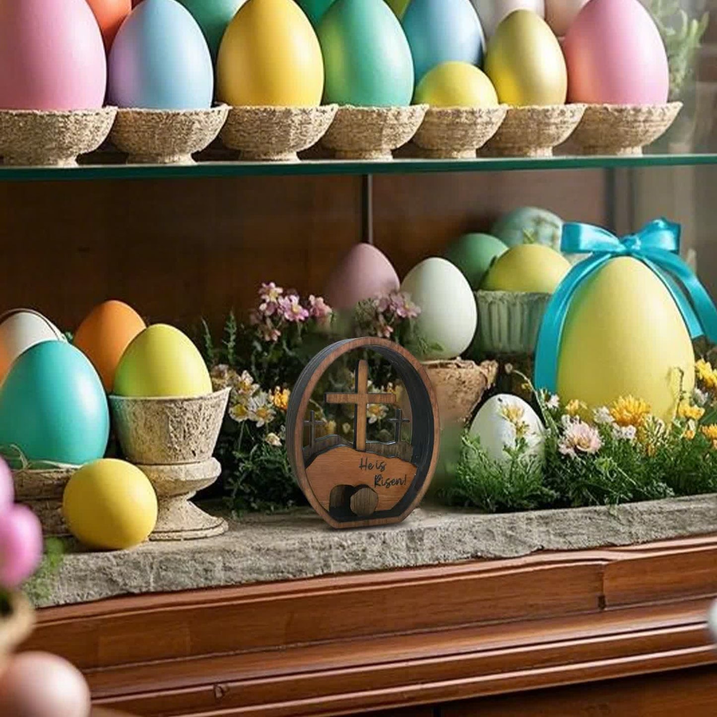 Decorazione per uova di Pasqua in legno a forma di tomba vuota - image 2