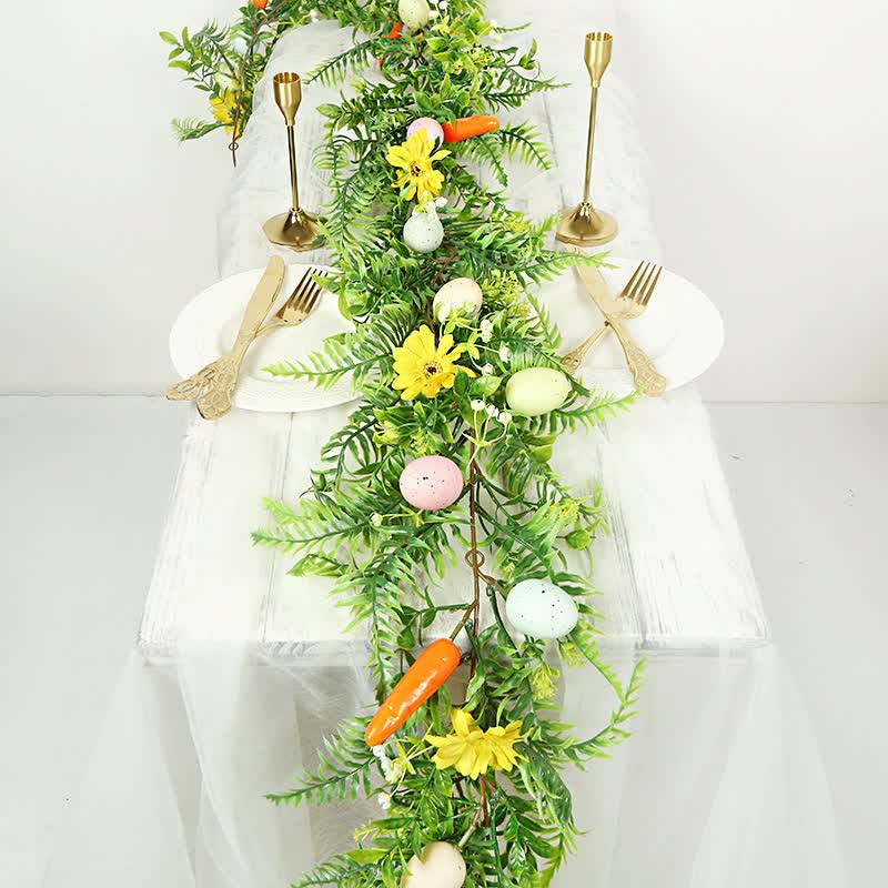 Ghirlanda floreale artificiale con uova di Pasqua - image 1