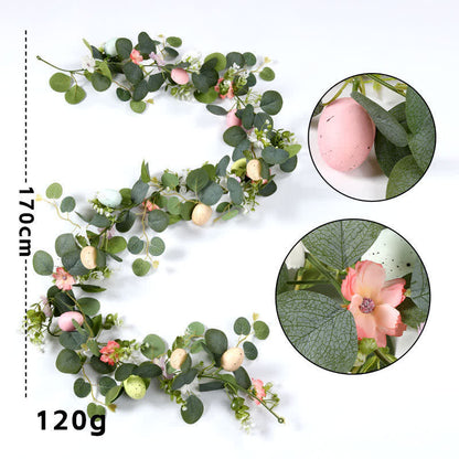 Ghirlanda di eucalipti con fiori rosa a forma di uovo di Pasqua - image 4