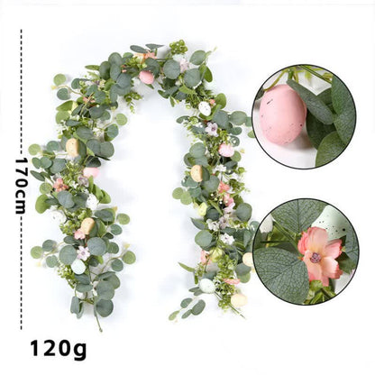 Ghirlanda di eucalipti con fiori rosa a forma di uovo di Pasqua - image 5