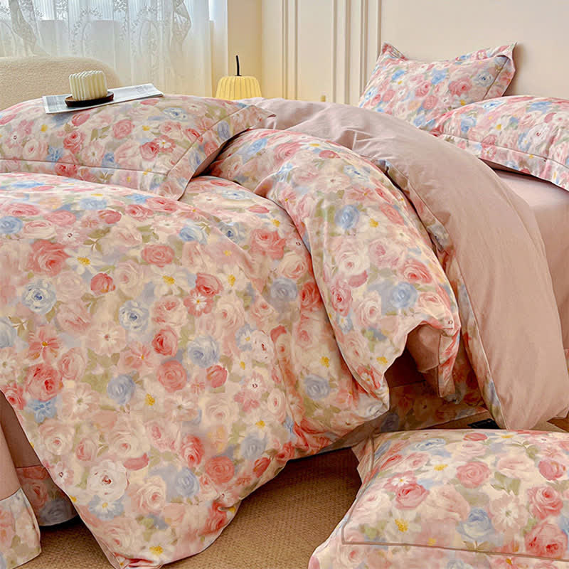 Set di biancheria da letto in cotone spazzolato Dreamy Pink Rose (4 pezzi) - image 2