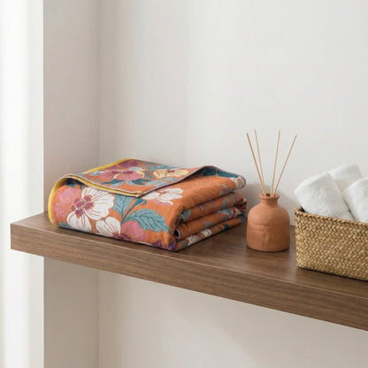 Asciugamano da bagno in garza di cotone con fiori di pesco - image 3
