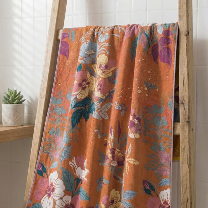 Asciugamano da bagno in garza di cotone con fiori di pesco - image 2