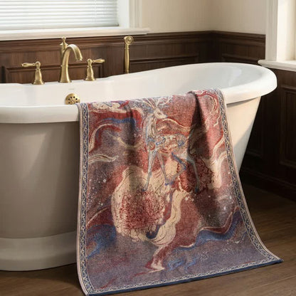 Asciugamano da bagno in garza di cotone con motivo floreale e cervo da sogno - image 1