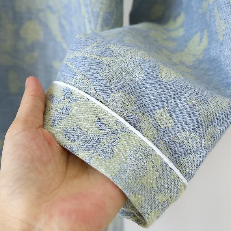 Pigiama in cotone floreale di ispirazione orientale - image 5