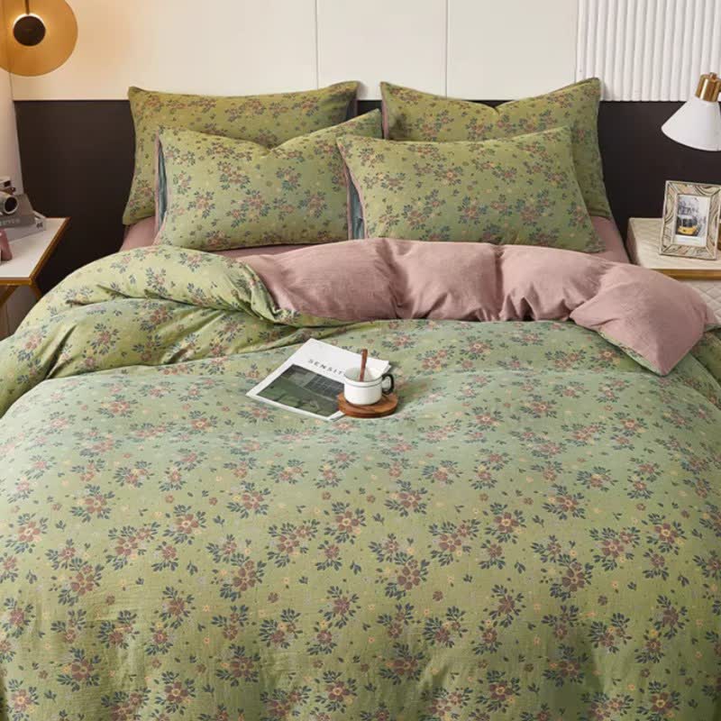 Biancheria da letto in cotone a doppia garza con motivi floreali - image 1