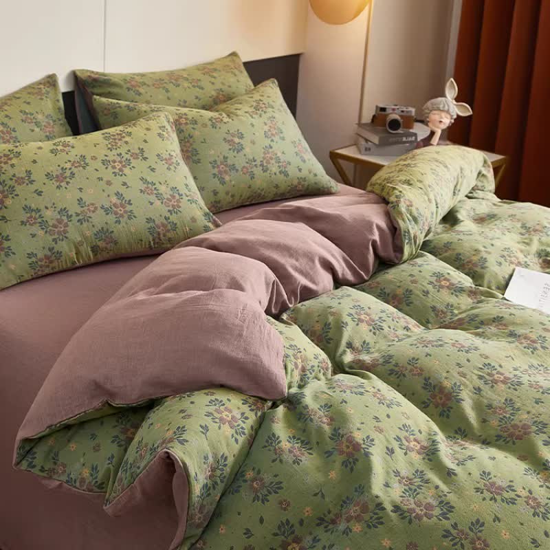 Biancheria da letto in cotone a doppia garza con motivi floreali - image 2