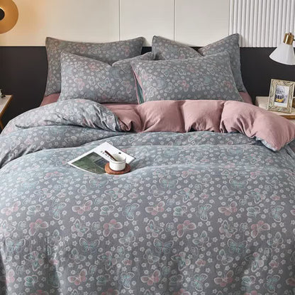 Biancheria da letto in cotone a doppia garza con farfalle e fiori - image 1