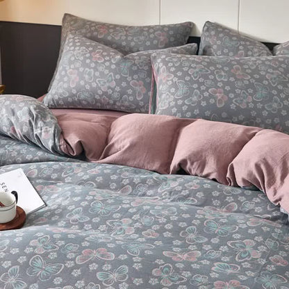 Biancheria da letto in cotone a doppia garza con farfalle e fiori - image 3