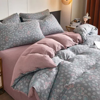 Biancheria da letto in cotone a doppia garza con farfalle e fiori - image 2