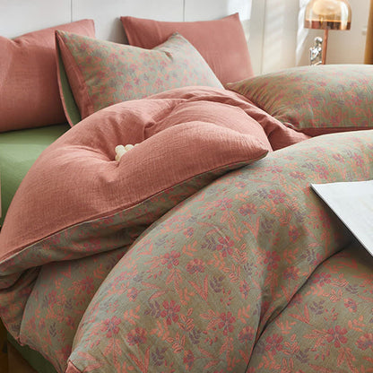 Biancheria da letto in cotone a doppia garza con motivo floreale e foglia Cottage - image 2