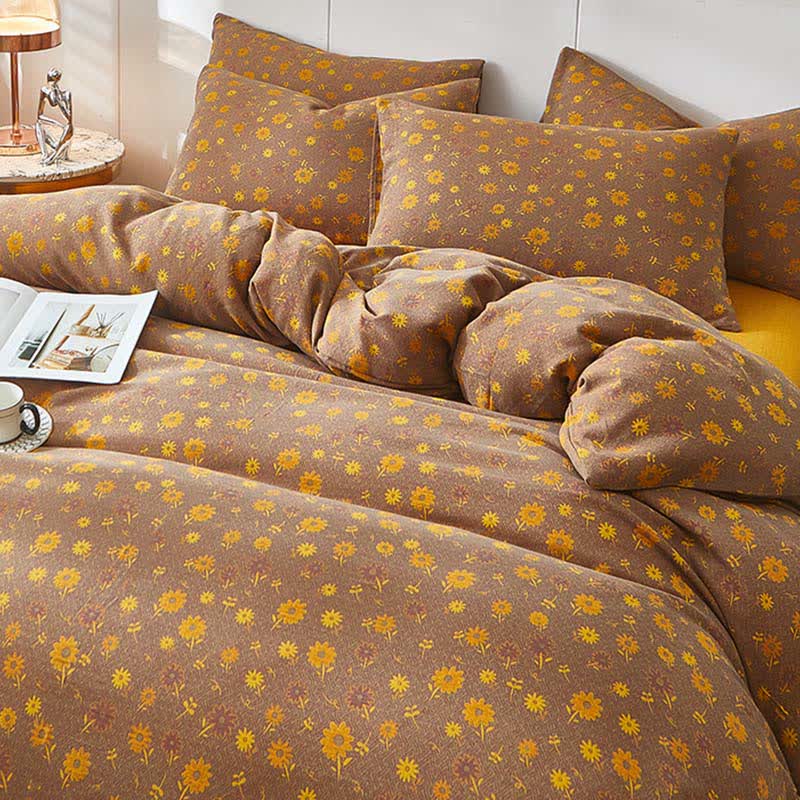 Biancheria da letto in doppia garza di cotone con margherite gialle - image 3