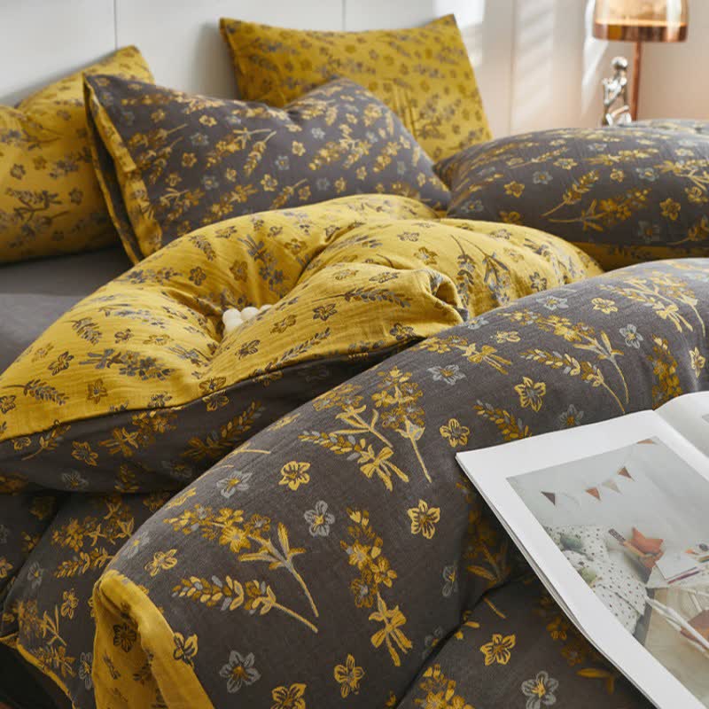 Biancheria da letto in doppia garza di cotone lavanda e floreale - image 3