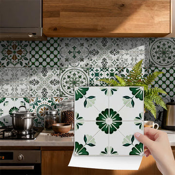 Adesivo da parete verde e bianco staccabile e attaccabile (24 pezzi) - image 0