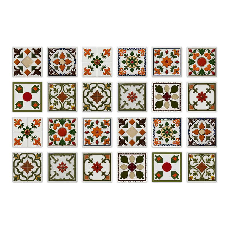 Adesivo murale arancione e verde staccabile e attaccabile (24 pezzi) - 20cm x 20cm - image 8