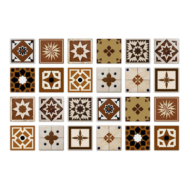 Adesivo murale geometrico marrone staccabile e attaccabile (24 pezzi) - 20cm x 20cm - image 8