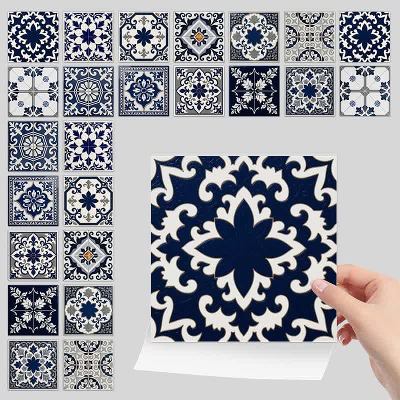 Adesivo da parete retrò blu staccabile e attaccabile (24 pezzi) - image 7
