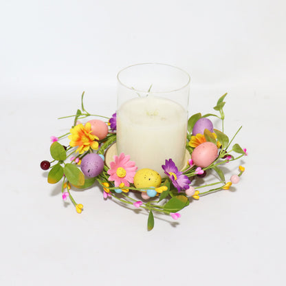 Anello con candela a forma di ghirlanda di fiori finti a forma di uovo di Pasqua - image 3