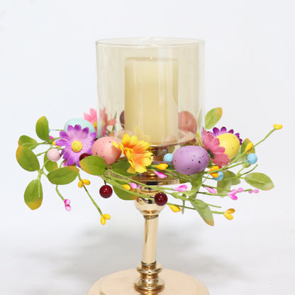 Anello con candela a forma di ghirlanda di fiori finti a forma di uovo di Pasqua - image 2
