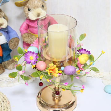 Anello con candela a forma di ghirlanda di fiori finti a forma di uovo di Pasqua - 10 pezzi - 10" - image 0