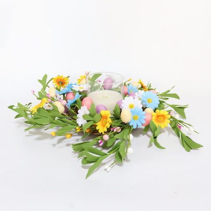 Corona di candele a forma di uovo di Pasqua con fiori di campo - image 4