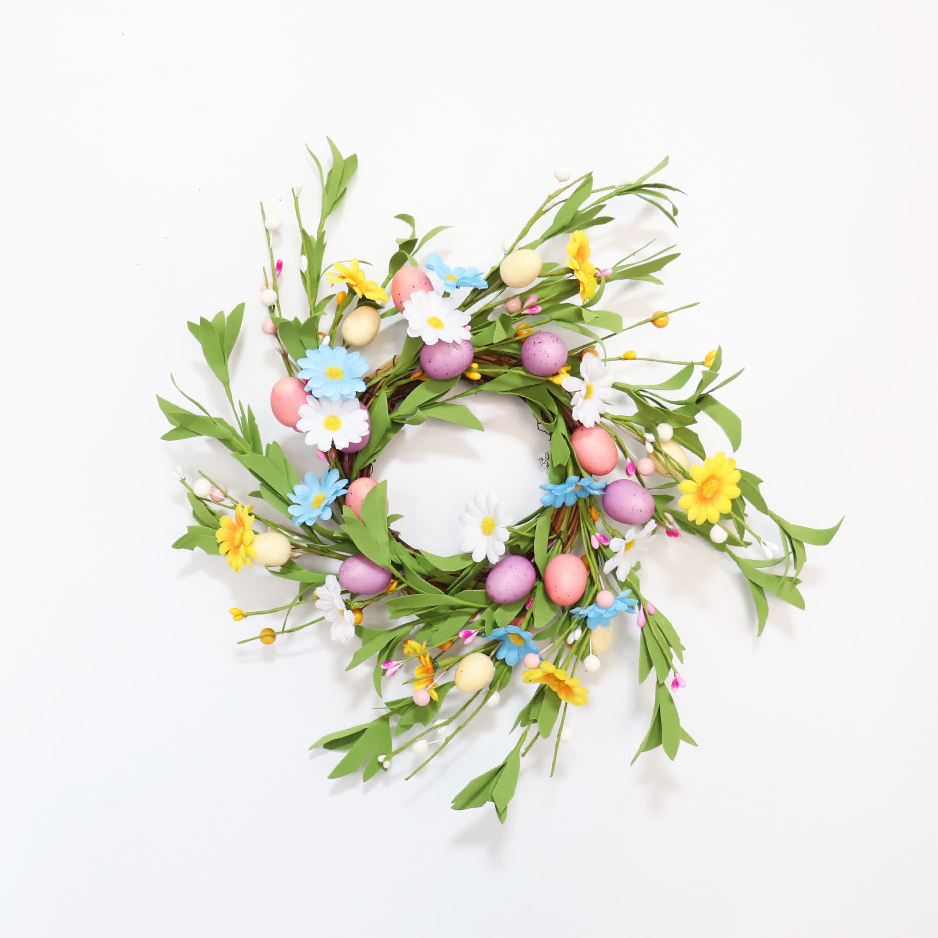 Corona di candele a forma di uovo di Pasqua con fiori di campo - image 5