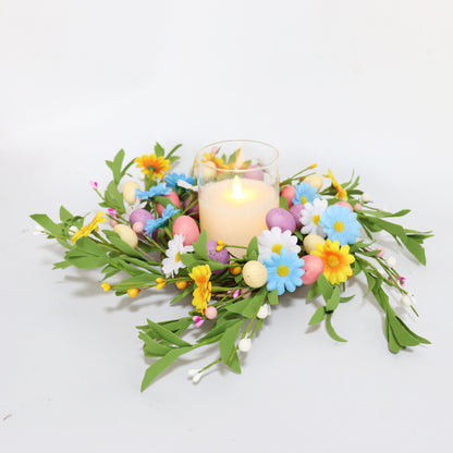 Corona di candele a forma di uovo di Pasqua con fiori di campo - image 1