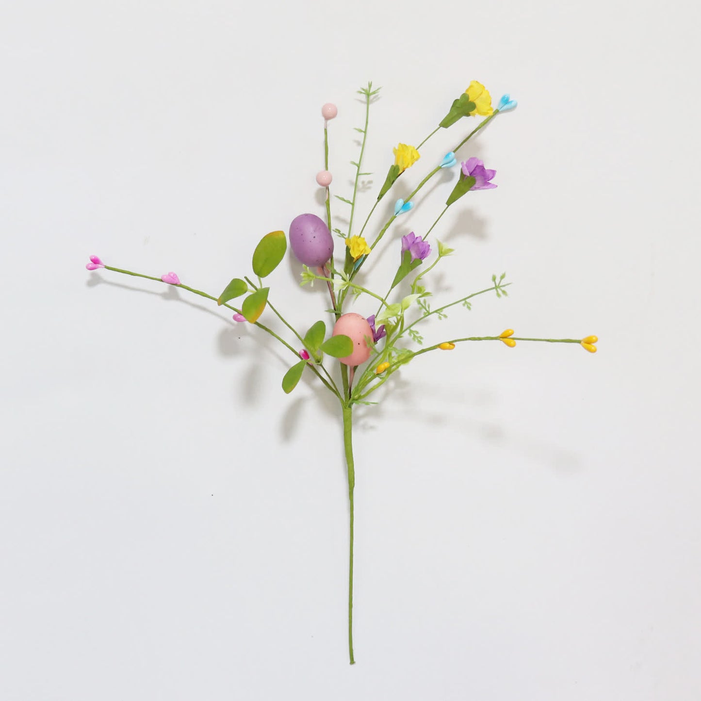 Ramo di uova di Pasqua con foglie verdi e fiori - 20 pezzi - 14" - image 5