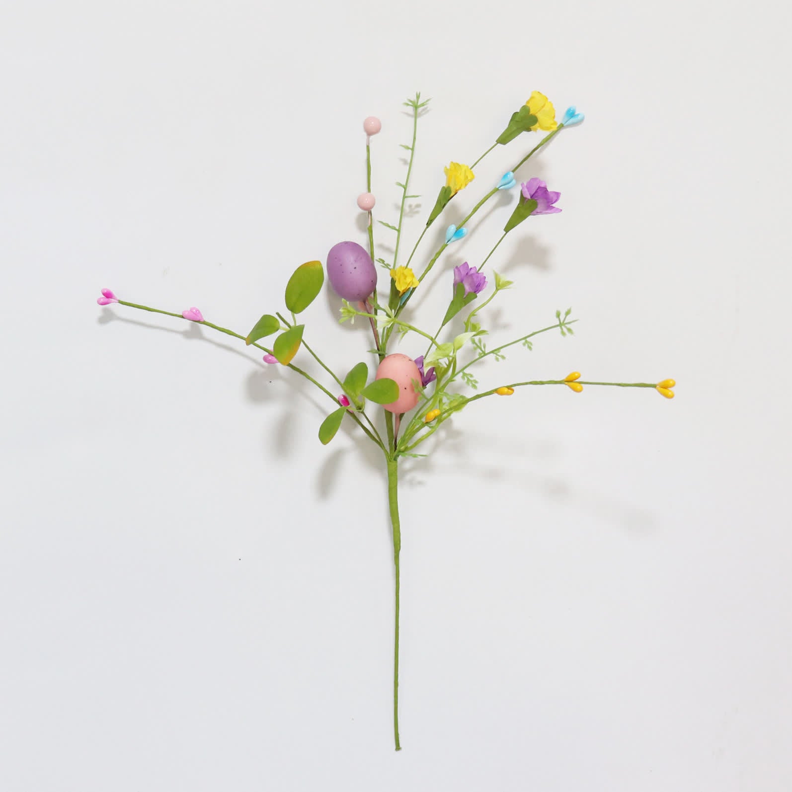 Ramo di uova di Pasqua con foglie verdi e fiori - 20 pezzi - 14" - image 5