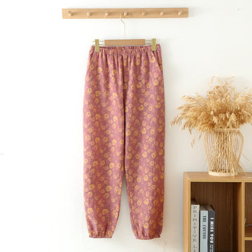 Pantaloni da jogging in garza di cotone rosa - Viola - 2XL - image 0