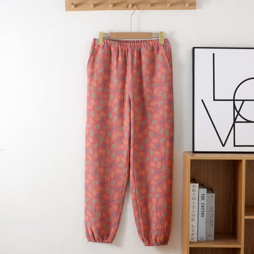 Pantaloni da jogging in garza di cotone a foglia - Rosa - 2XL - image 0