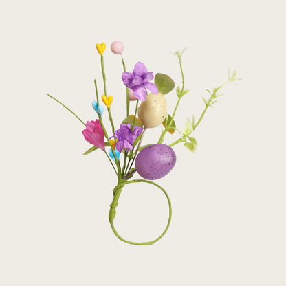 Set di anelli per tovaglioli con fiori finti a forma di uovo di Pasqua - image 6