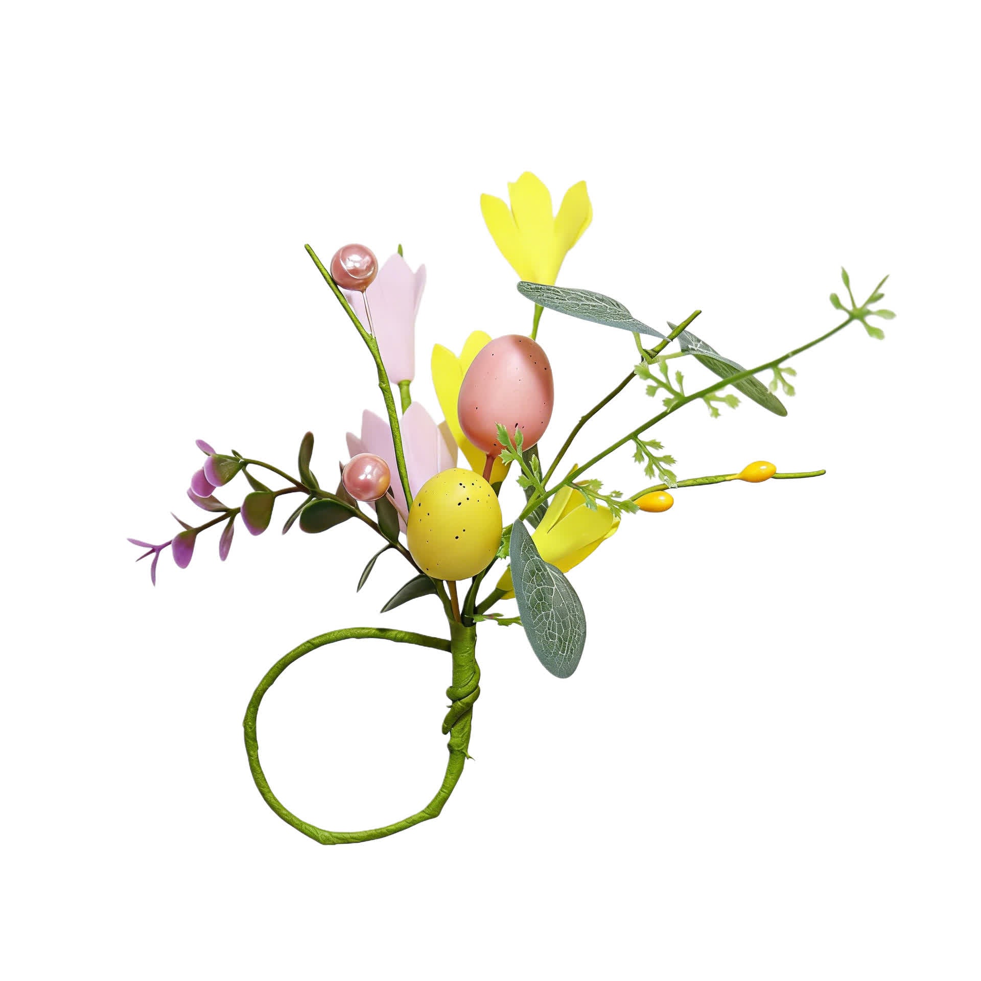 Set di anelli per tovaglioli con uova di Pasqua e forsizia primaverile - image 8