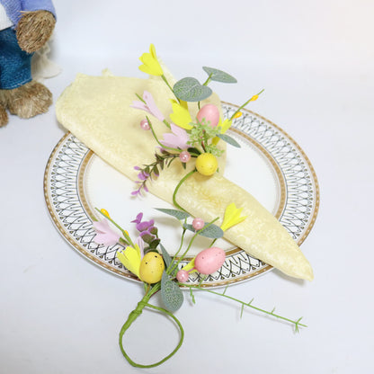 Set di anelli per tovaglioli con uova di Pasqua e forsizia primaverile - image 2