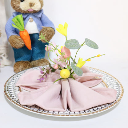 Set di anelli per tovaglioli con uova di Pasqua e forsizia primaverile - image 1