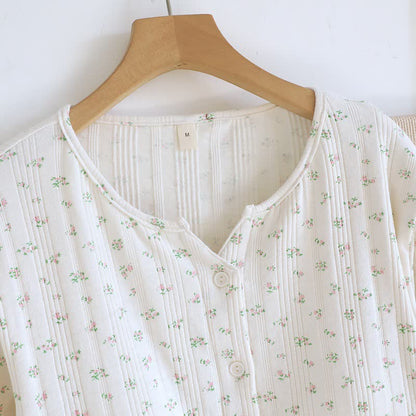 Pigiama in jacquard di cotone con motivo floreale pastorale - image 15