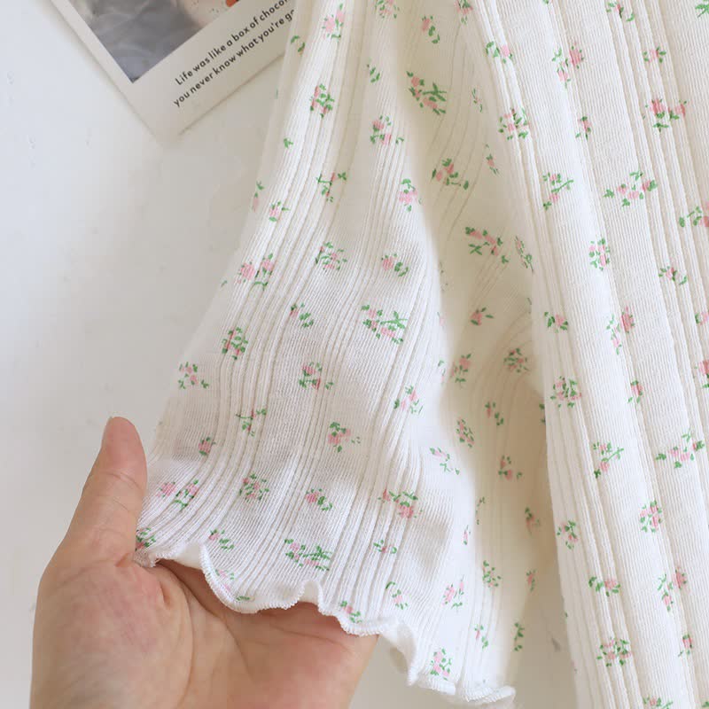 Pigiama in jacquard di cotone con motivo floreale pastorale - image 20
