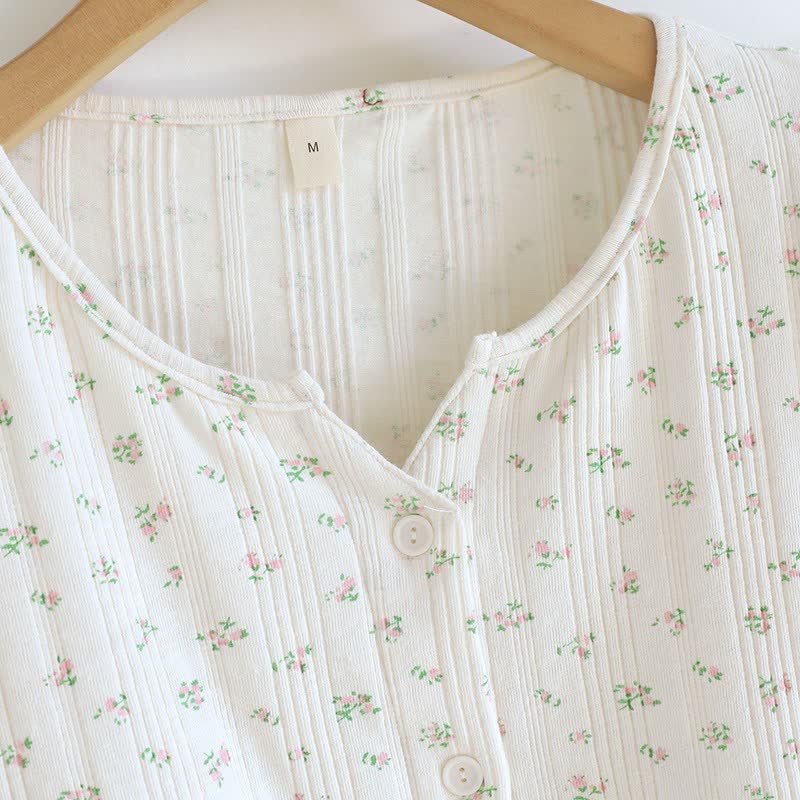 Pigiama in jacquard di cotone con motivo floreale pastorale - image 16