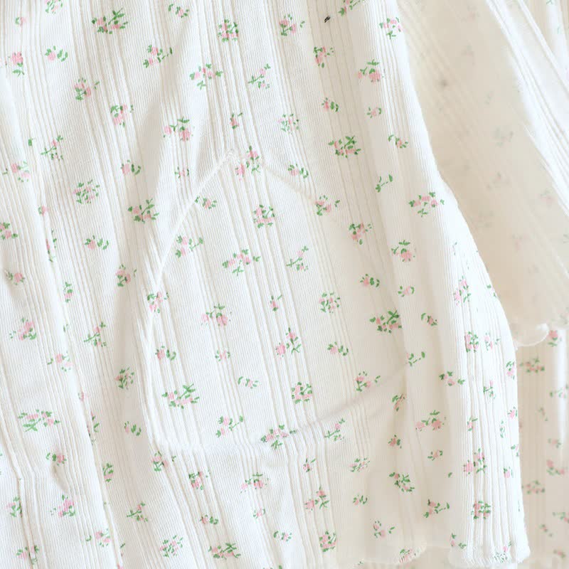 Pigiama in jacquard di cotone con motivo floreale pastorale - image 17