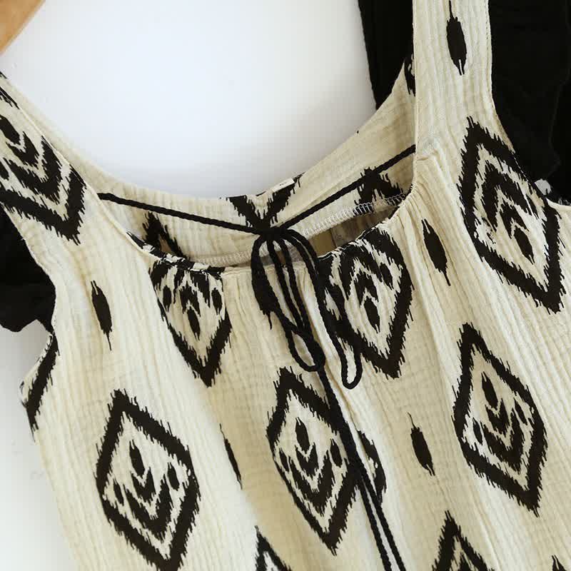 Set pigiama boho in garza di cotone con maniche a volant - image 4