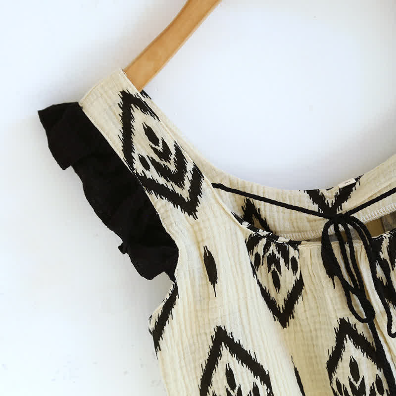 Set pigiama boho in garza di cotone con maniche a volant - image 5
