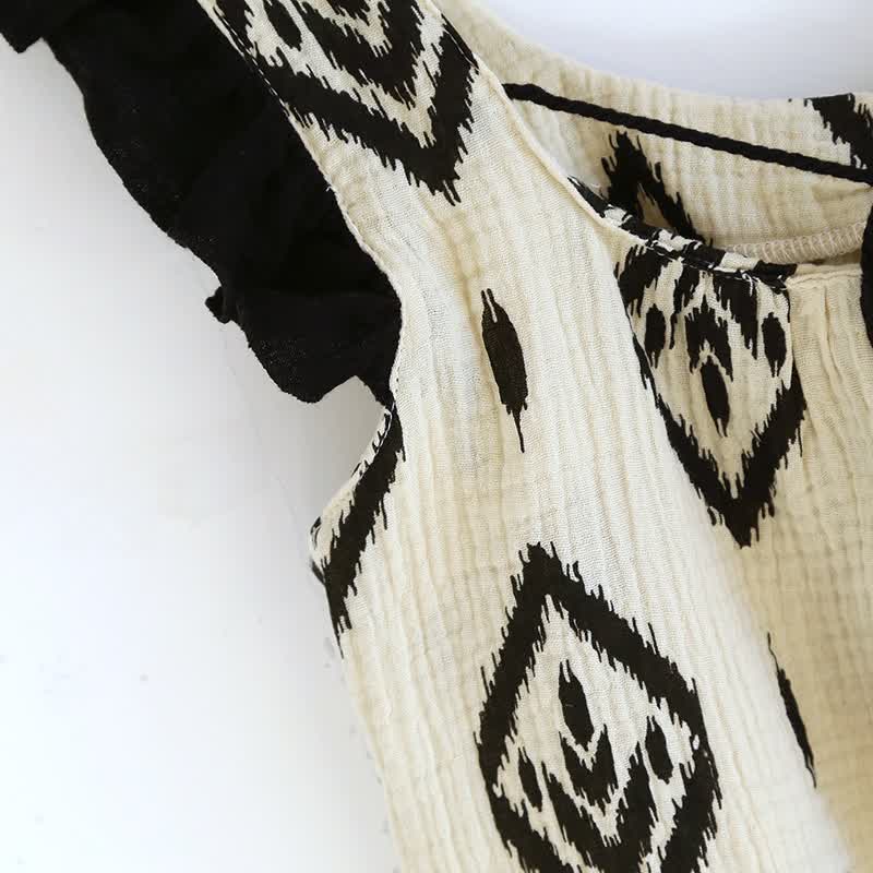 Set pigiama boho in garza di cotone con maniche a volant - image 6