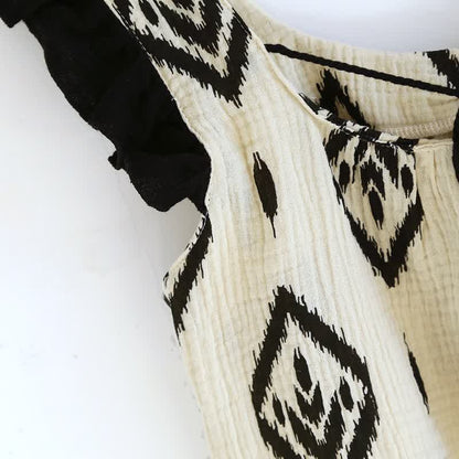Set pigiama boho in garza di cotone con maniche a volant - image 6