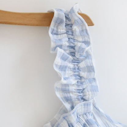Camicia da notte a quadri in cotone con volant - image 6