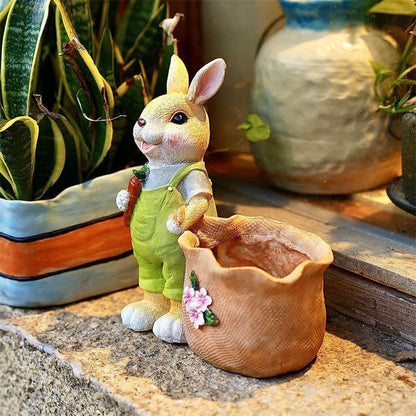 Vaso per piante grasse in resina Bunny Garden - Coniglio giallo maschio - 2 pezzi - 20cm - image 11