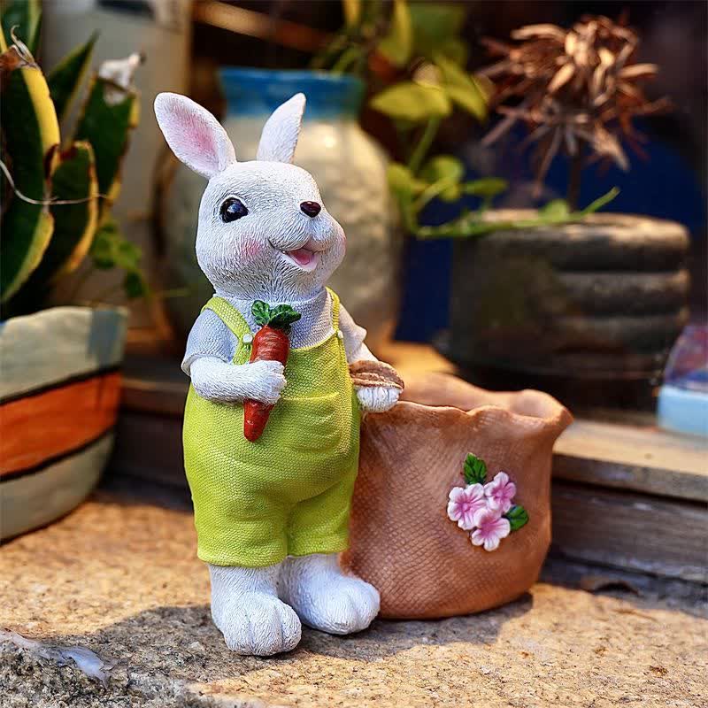 Vaso per piante grasse in resina Bunny Garden - Coniglio bianco maschio - 2 pezzi - 20cm - image 15