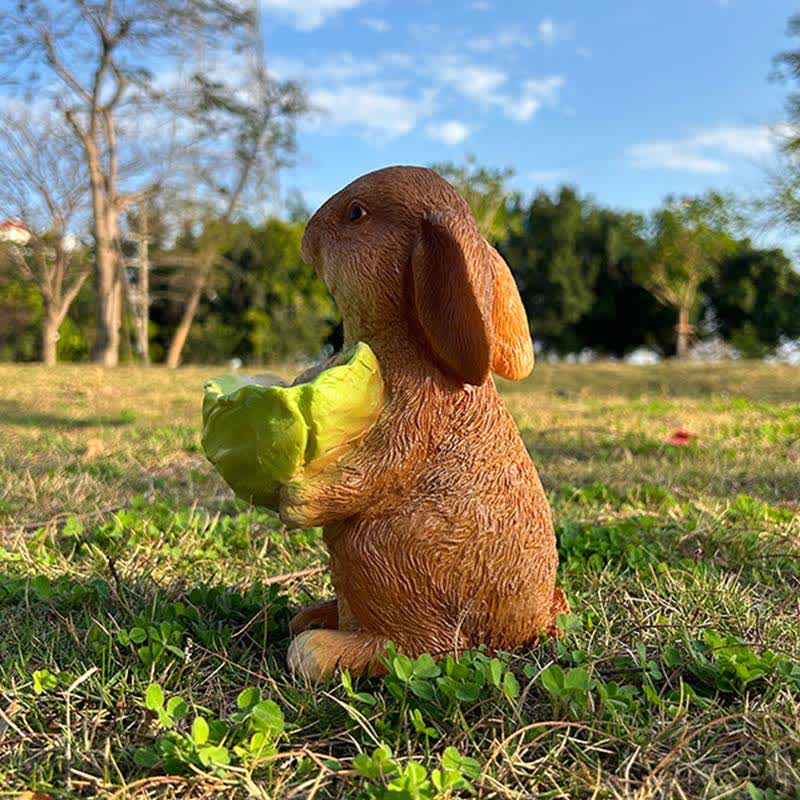 Statua in resina per mangiatoia da giardino a forma di coniglio e uccello - image 2