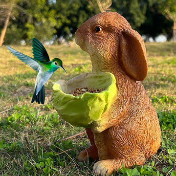 Statua in resina per mangiatoia da giardino a forma di coniglio e uccello - 4 pezzi - image 0